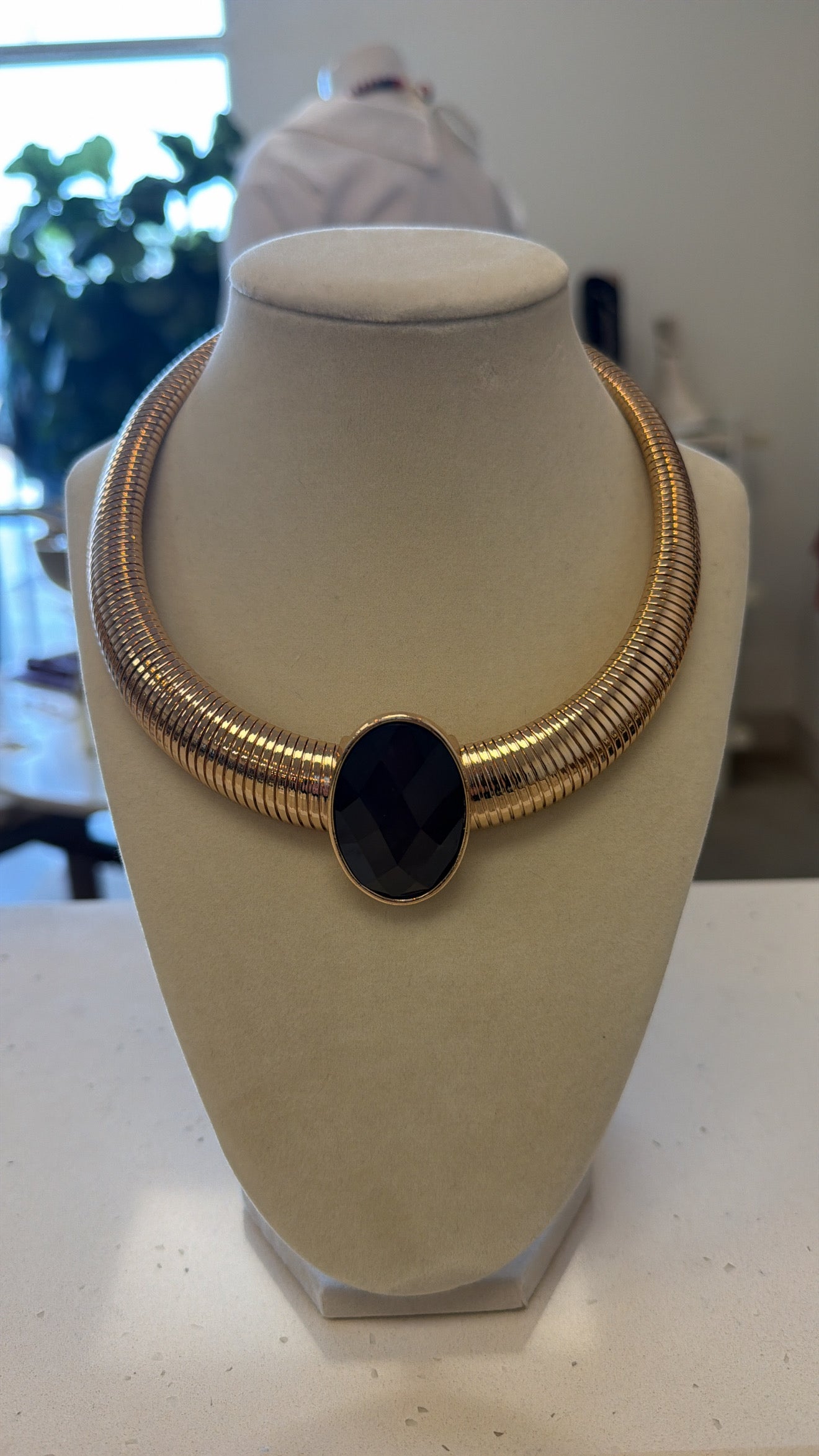 Gold Collar Gemstone Necklace