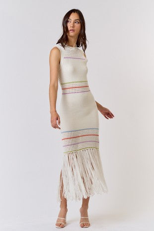 Simone Stripe Fringe Maxi