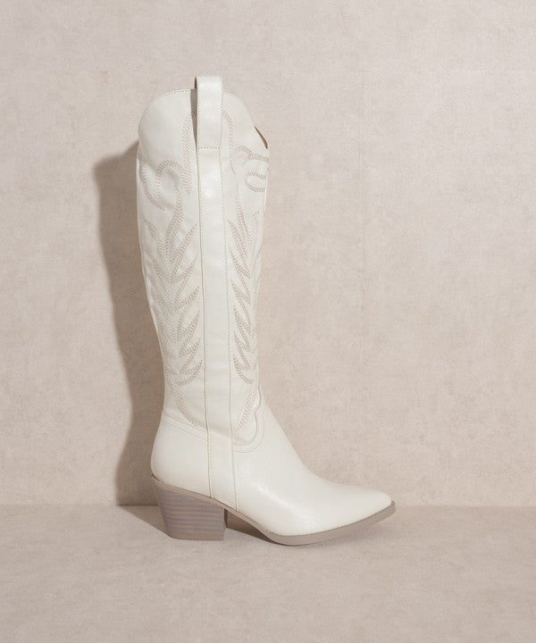 Tall White cowgirl boot